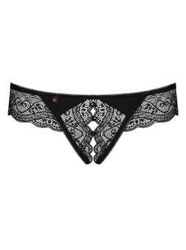 Стринги с открытой промежностью - Obsessive Miamor Crotchless Thong Black XXL