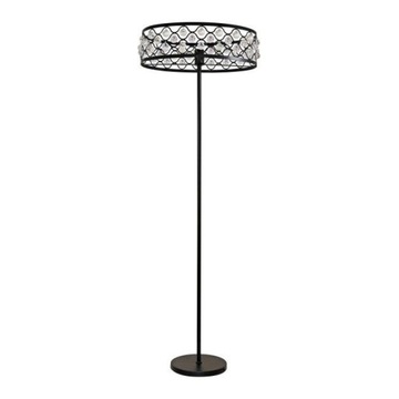 Czarna lampa podłogowa E27 z kryształami Promocja