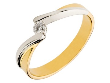 Кольцо два -рогор золота 585 алмаза 0,09CT