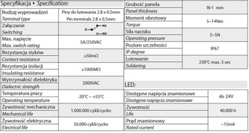 22мм ВАНДАЛЬНАЯ КНОПКА СВЕТОДИОДНАЯ 250/24В МГНОВЕННОГО действия