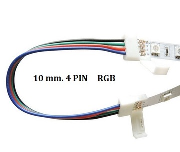 ZŁĄCZKA TAŚMA LED 10MM RGB KLIPS Z PRZEWODEM 4 PIN