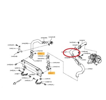 NISSAN QASHQAI 2.0 14463-JD72A ТРУБКА ИНТЕРКУЛЕРА