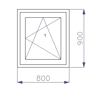 ОКНО ПВХ 800 x 900 RU 2 x ДУБ ЗОЛОТОЙ