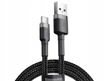 BASEUS MOCNY KABEL USB USB-C TYP-C PRZEWÓD OPLOT QUICK CHARGE 3.0 3A 100cm