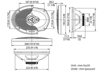 Автомобильные колонки KENWOOD KFC-E6966, 6X9см.