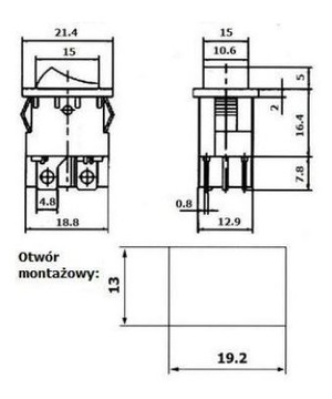 Переключатель с подсветкой 12 В 4 контакта/2 контакта синий № 113C