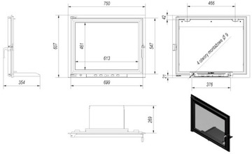 DRZWICZKI DO KOMINKA FELIX 750X607mm KOMINEK