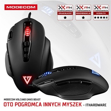 MYSZKA USB PODŚWIETLANA RGB PRZEWODOWA MODECOM VOLCANO MC-GMX5 BEAST CZARNA