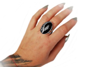 925 Silver Openwork Ring Большое Onyx Onyx R23