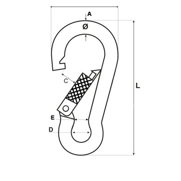 Karabińczyk Karabinek ocynk z zabezpieczeniem 12mm 1 szt.