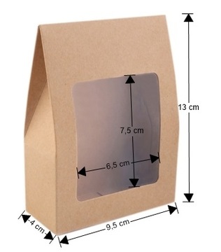 torebka tekturowa z okienkiem 9,5 x 13 cm