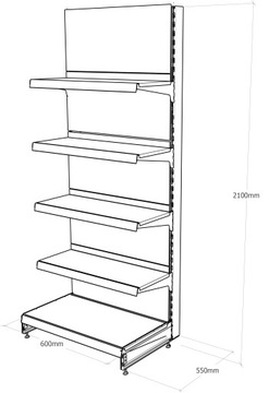 REGAŁ SKLEPOWY MAGO metalowy ścienny 210/60/55