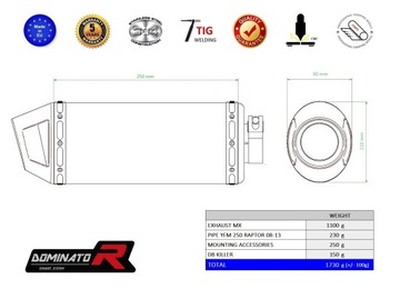 выхлоп DOMINATOR MX YAMAHA YFM 250 RAPTOR 08-13