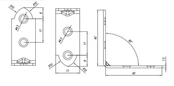 KW2 УЗКОУГЛОВОЙ МОНТАЖНЫЙ РАЗЪЕМ 40x40x17 10шт.