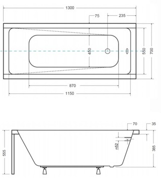 BESCO MODERN ВАННА С ЭКРАНОМ 130x70 см КОРПУС