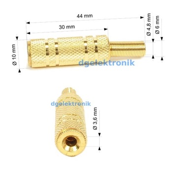 3,5-мм стереометаллическое золотое гнездо JACK для кабеля