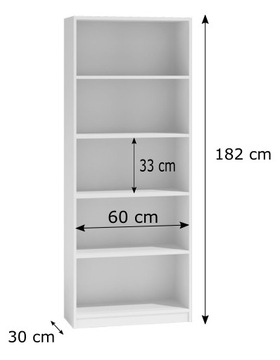 БОЛЬШОЙ КНИЖНЫЙ ШКАФ С ПОЛКАМИ R60 60x30x182 см