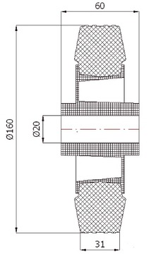 КОЛЕСА, КОЛЕСА, КОЛЕСА ПЛАСТИК-РЕЗИНА FI 160 - 70 кг