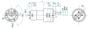 Мотор-редуктор 12В 140 об/мин 2 кг.см, пр-во итальянский