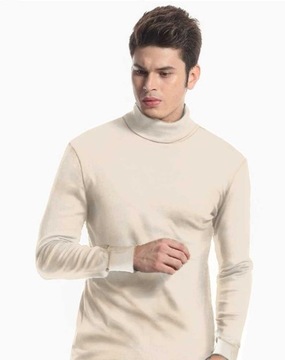 Elegancki golf sweter męski AREK swetry L beżowy