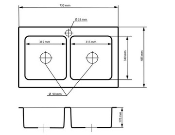 ГРАНИТНАЯ МОЙКА С 2 КОРЗИНАМИ ДЛЯ КУХНИ