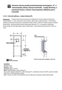 Parawan rtg z szybą ochronną ołowiana RTG 0.5mmpb