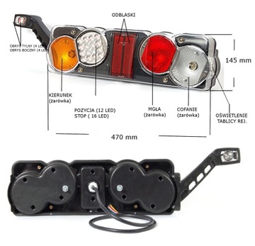 LED / Żar Lampa Tylna TIR 24V Prawa Waś nr 374