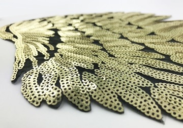 Термонашивка с пайетками Gold Wings БОЛЬШАЯ 34см