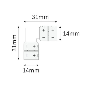 Złączka kątowa narożna do łączenia taśma LED 10mm