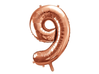 Balon foliowy CYFRA 9 różowo złoty 86cm ROSE GOLD