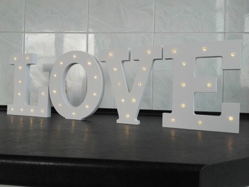 ŚLUB LED LOVE NAPIS 3D 20 CM DREWNIANY