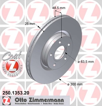 ДИСКИ ПЕРЕДНИЕ ZIMMERMANN VOLVO C30 C70 S40 V50 300m