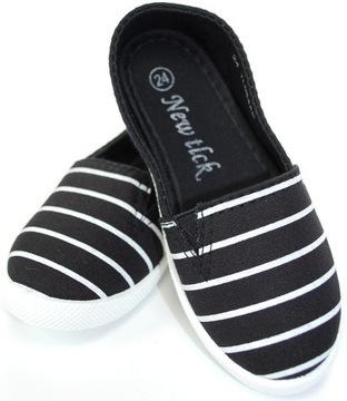 CZARNO- BIAŁE ESPADRYLE SLIPON-y tenisówki r 25