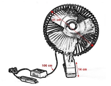 АВТОМОБИЛЬНЫЙ ВЕНТИЛЯТОР 12 В 24 В ПОВОРОТНЫЙ 8 ФУТОВ