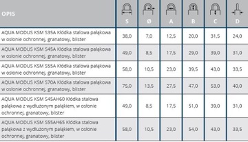 НАВЕСНОЙ ЗАМОК AQUA MODUS GERDA 55MM ВОДОНЕПРОНИЦАЕМАЯ ЗАЩЕЛКА