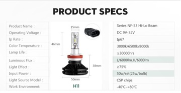 X3 LED H9 лампы 12000лм ДЕНЬ/НОЧЬ