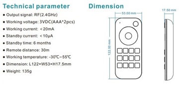 PILOT LED ŚCIEMNIACZ RGB+CCT, RGBW, RGB UNIWESALNY