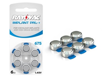 6 слуховых батарей Rayovac IMPLANT PRO+ тип 675