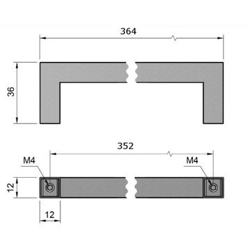 UCHWYT MEBLOWY US01 INOX SZCZOTKOWANY 352mm