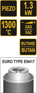 Газовая горелка VOREL PIEZO 1,3кВт 1300 градусов Бутан EN417