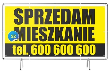 Baner reklamowy 2x1m Sprzedam Wynajmę Kupię DOM/Działkę Mieszkanie Wzory