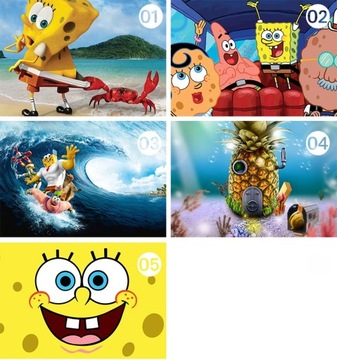 Naklejki na ścianę dla dzieci plakat SPONGEBOB 100x70