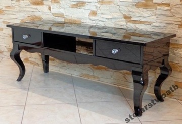 Table under tv set - czarny/ white black, tall gloss, фото