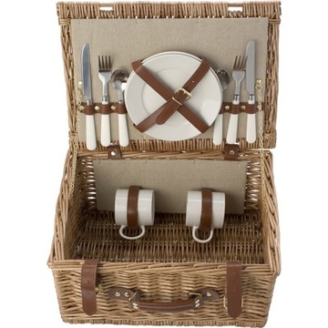 Picnic basket wicker with accessories 2 passenger, фото