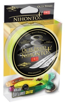 Mikado nihonto octa 8 braid 0, 10mm 150m fluo yellow, фото