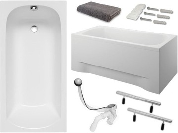 Trough rectangular acrylic polymath classic drain sideways 140 x 70 centimeters, фото