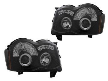 Headlight lantern set rings led backlight angel eyes jeep grand cherokee wh restyling 2008-, фото