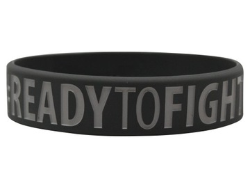 Strap clamp silicone bracelet inscription ready to win gray, фото
