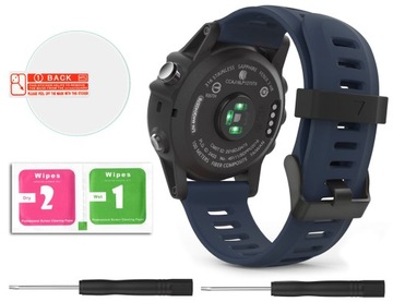 Dark blue strap to garmin fenix 5x+ film free of charge, фото