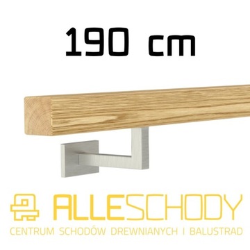Handrail wall-mounted wooden 40x40 190cm oak color, фото